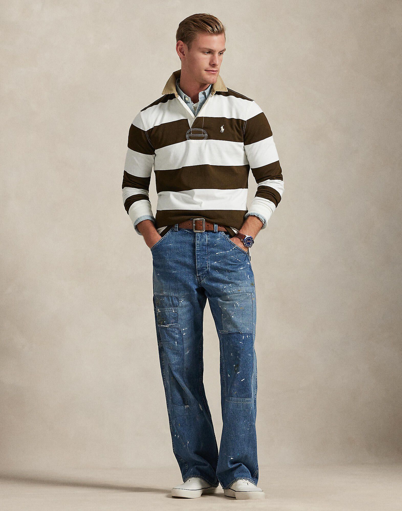 Classic Fit Khaki-Collar Rugby Shirt