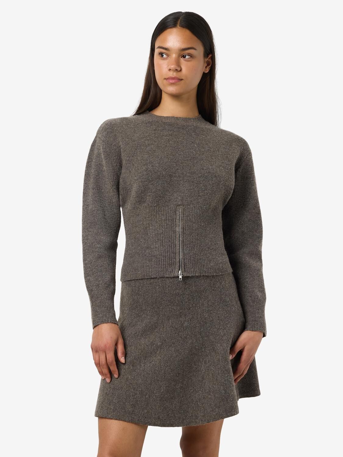 Nmsloan L/S O-Neck Zip Knit Fwd