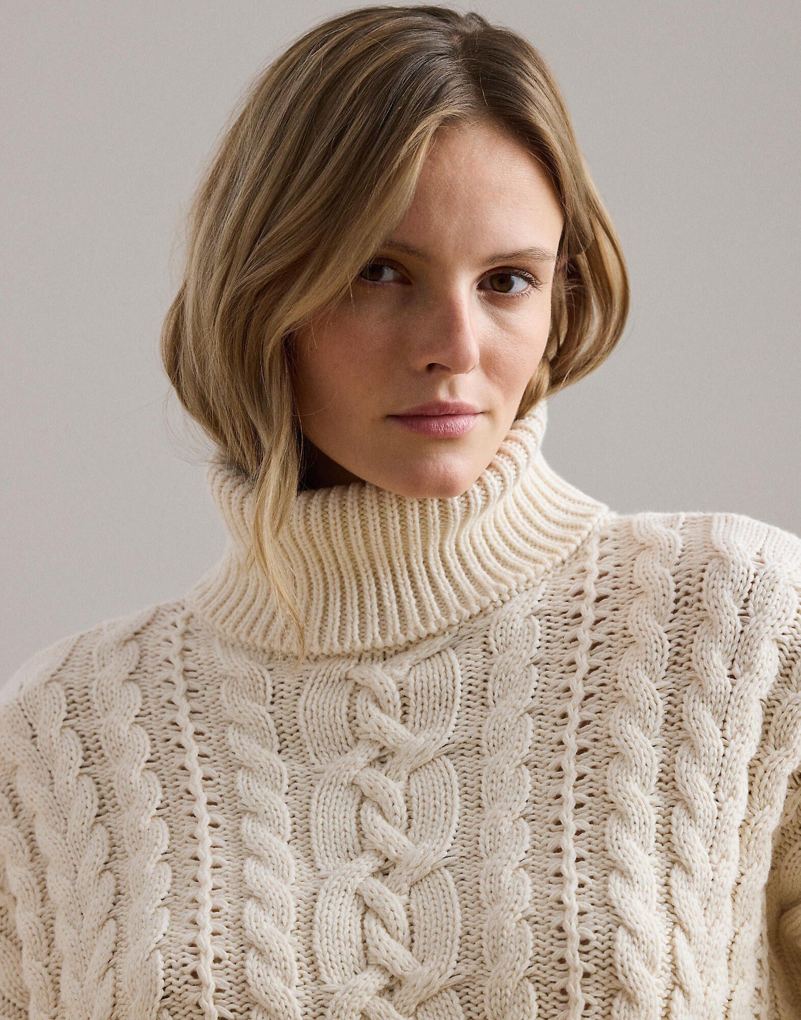 Cable-Knit Turtleneck Sweater
