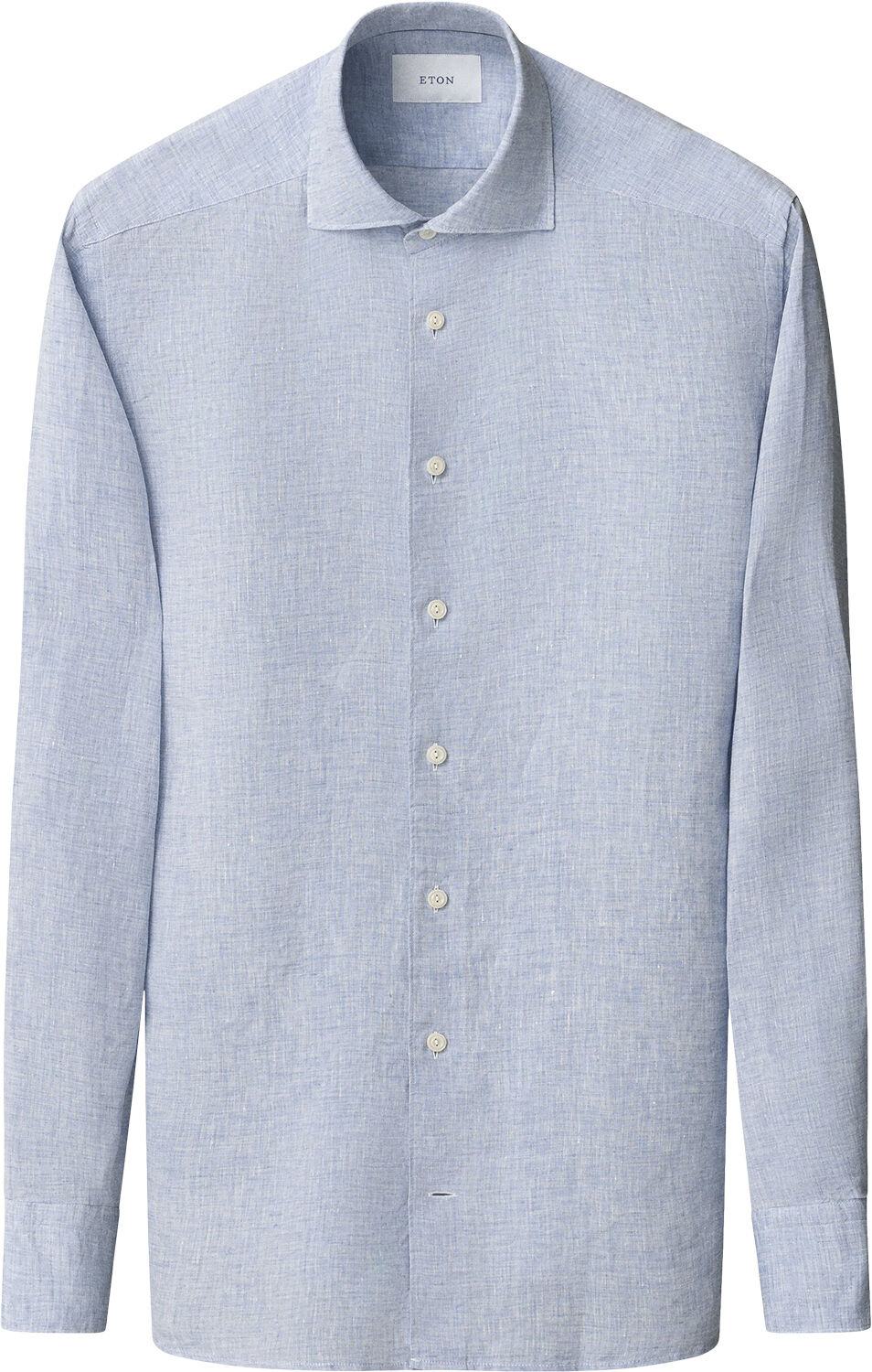 Contemporary Fit Light blue Solid Plain Weave Linen Shirt