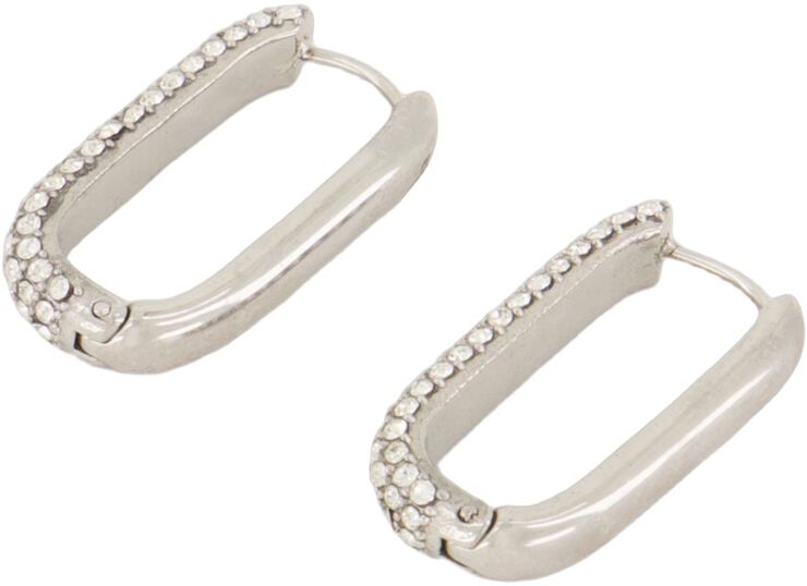 Rectangular earrings with stones