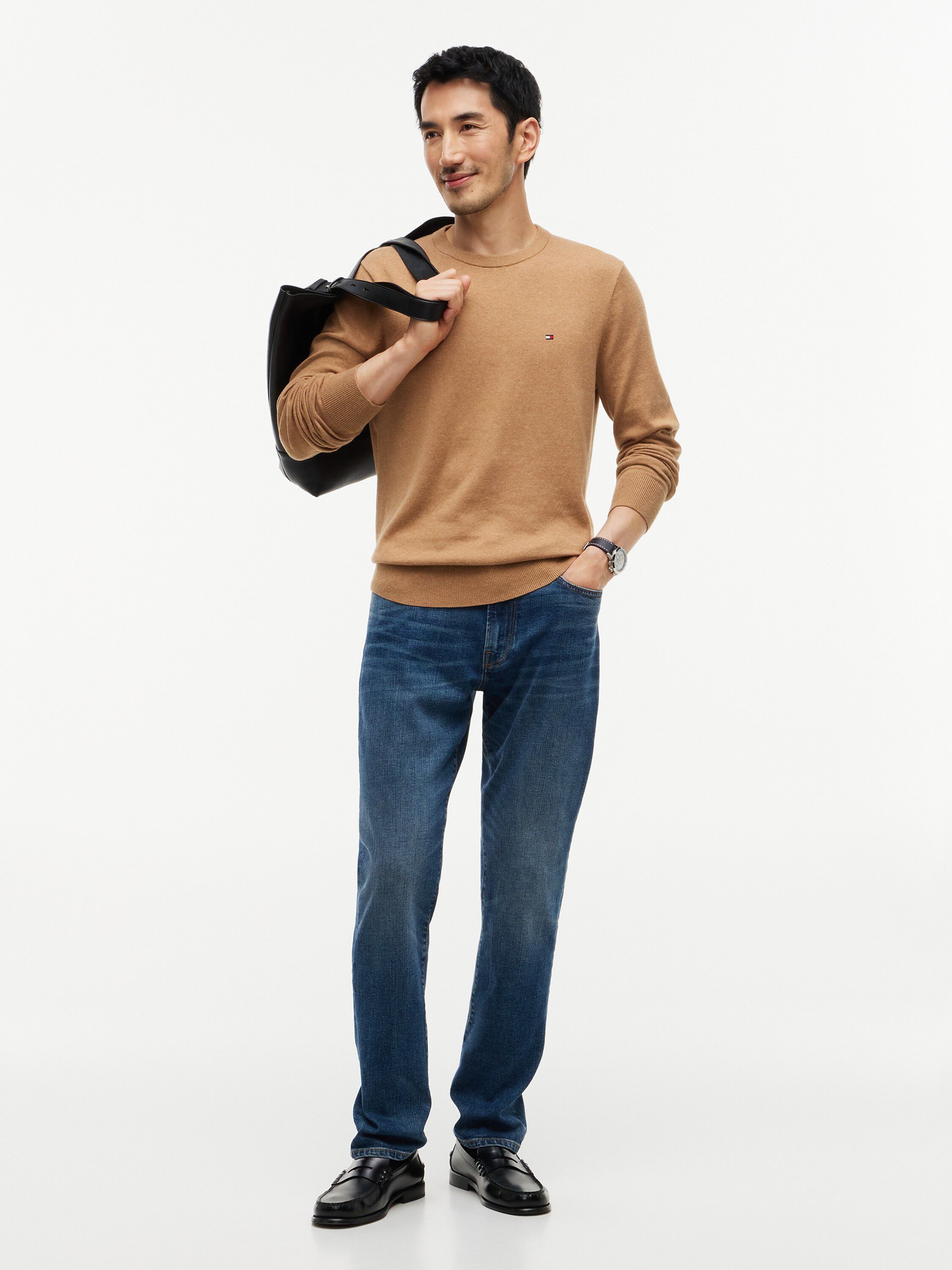 Crew Neck Jumper With Cashmere