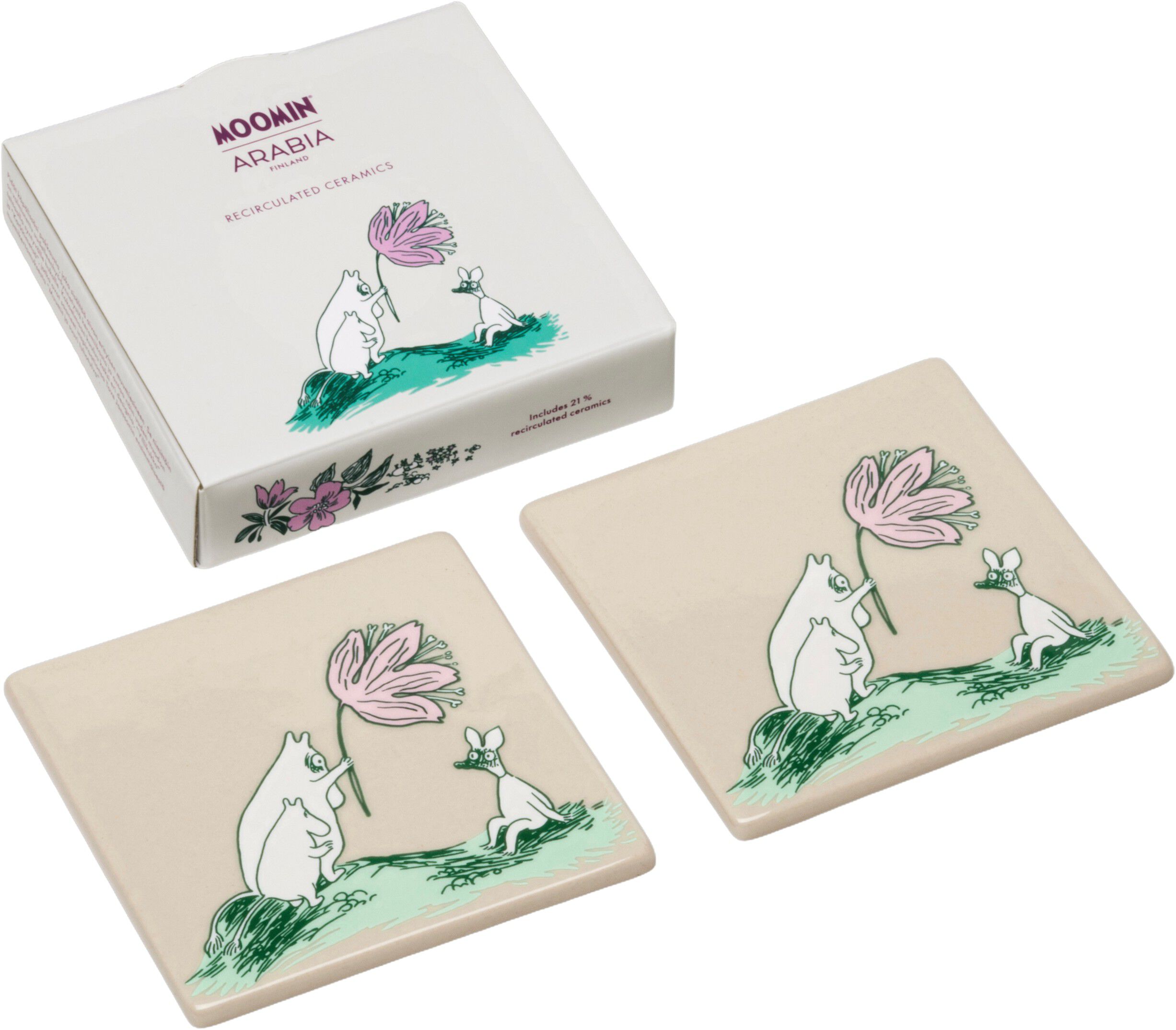 Moomin Arabia bordsk&aring;nere s&aelig;t 2stk Vildblomst Genanvendt Interi&oslash;r