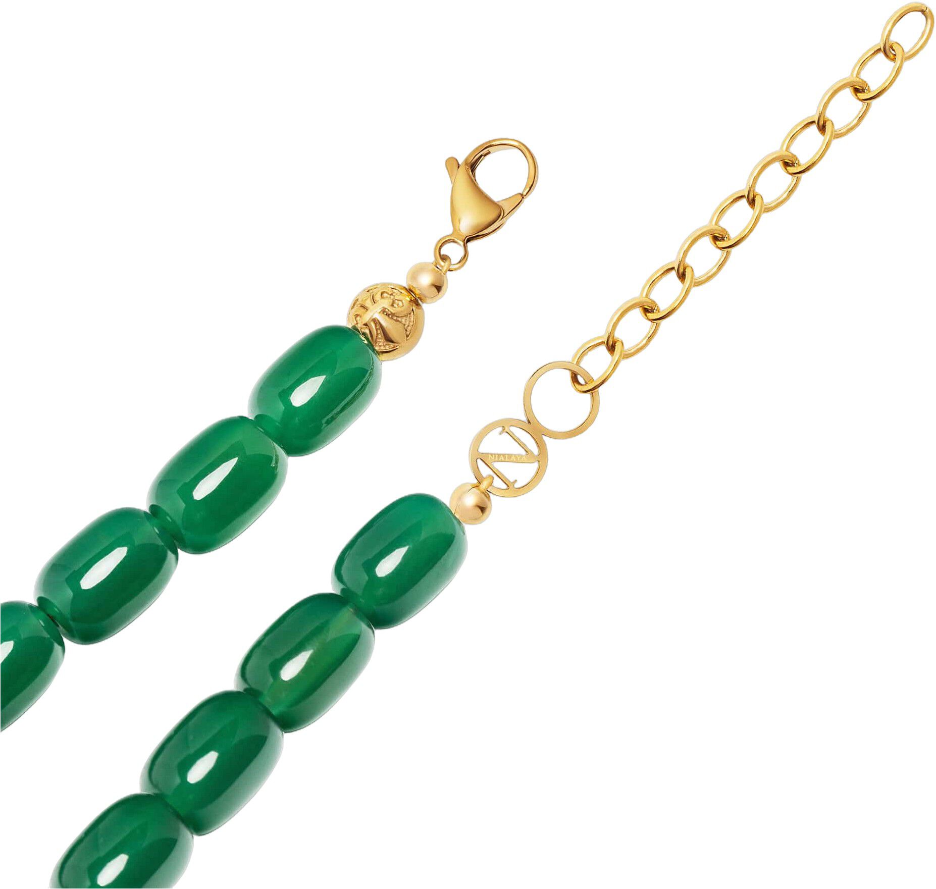 Women's Green Agate Beaded Necklace