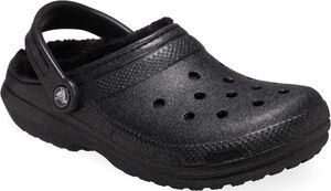 Clsc Fuzz Lined Glitter Clog Blk