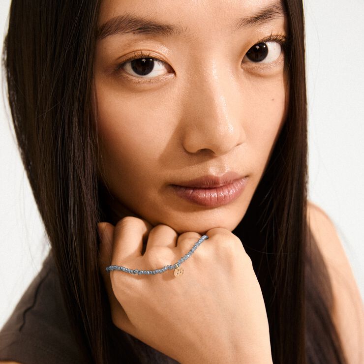 INDIE bracelet dusty blue, gold-plated