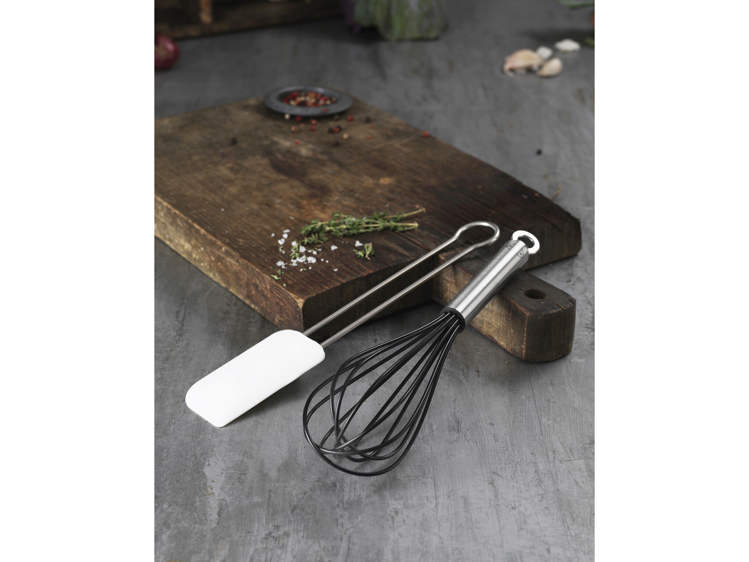 Slikkepott smal 20 cm St&aring;l/Hvit