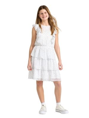 Dress chiffon with flounces ao