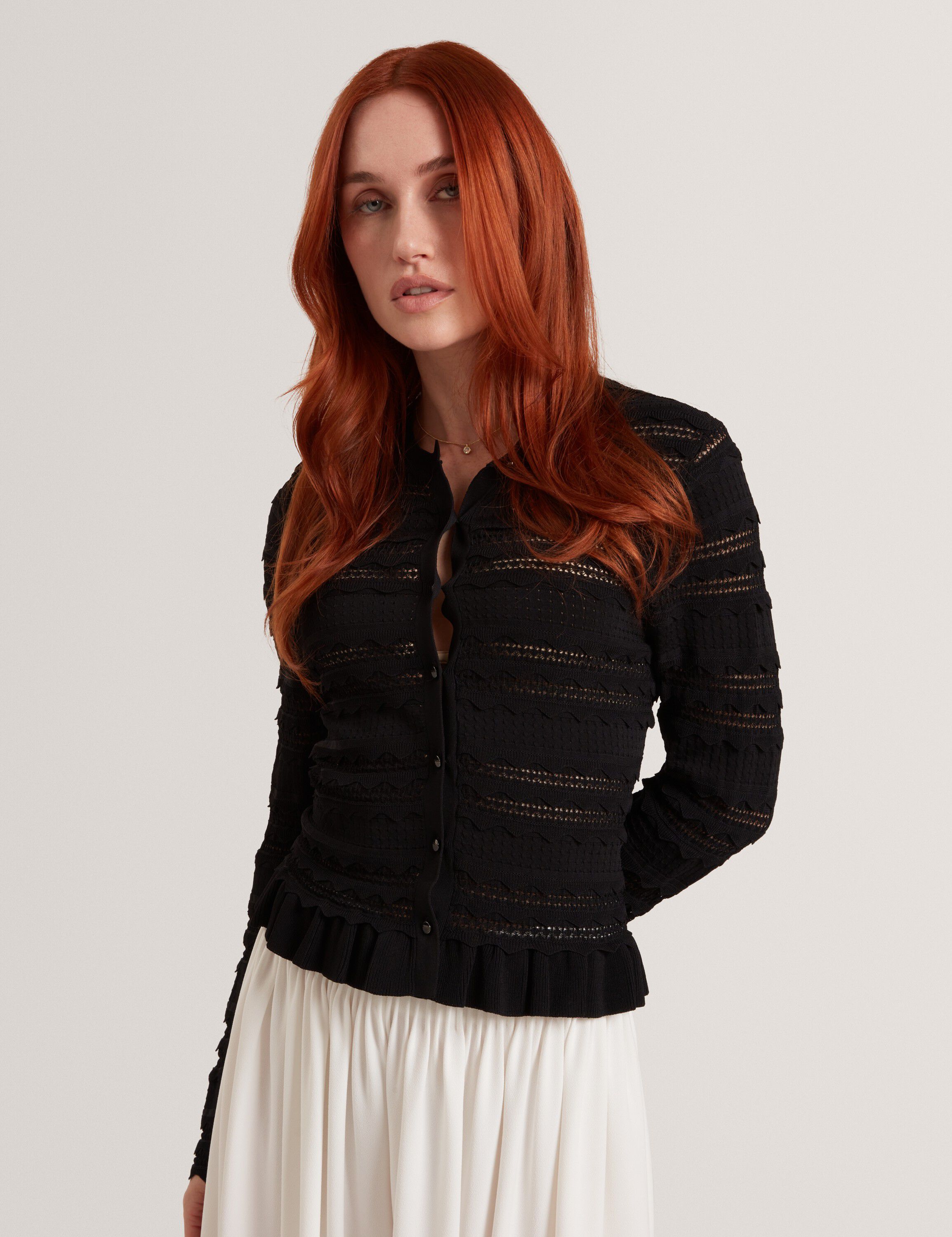 AVRIA Knitted Cardigan With Frill D