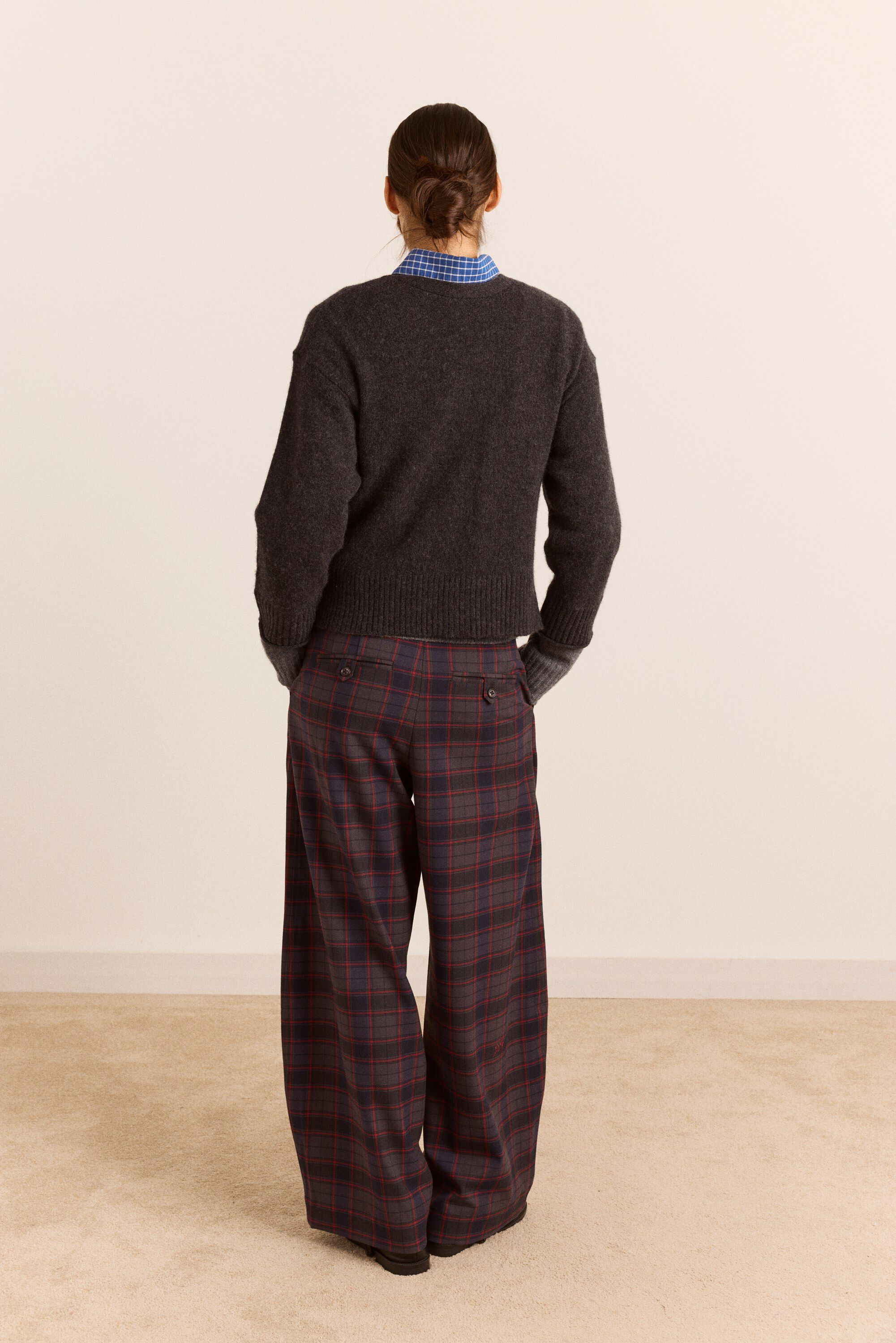 FRANNY 100% MERINO WOOL CARDIGAN - NAVY STRIPE