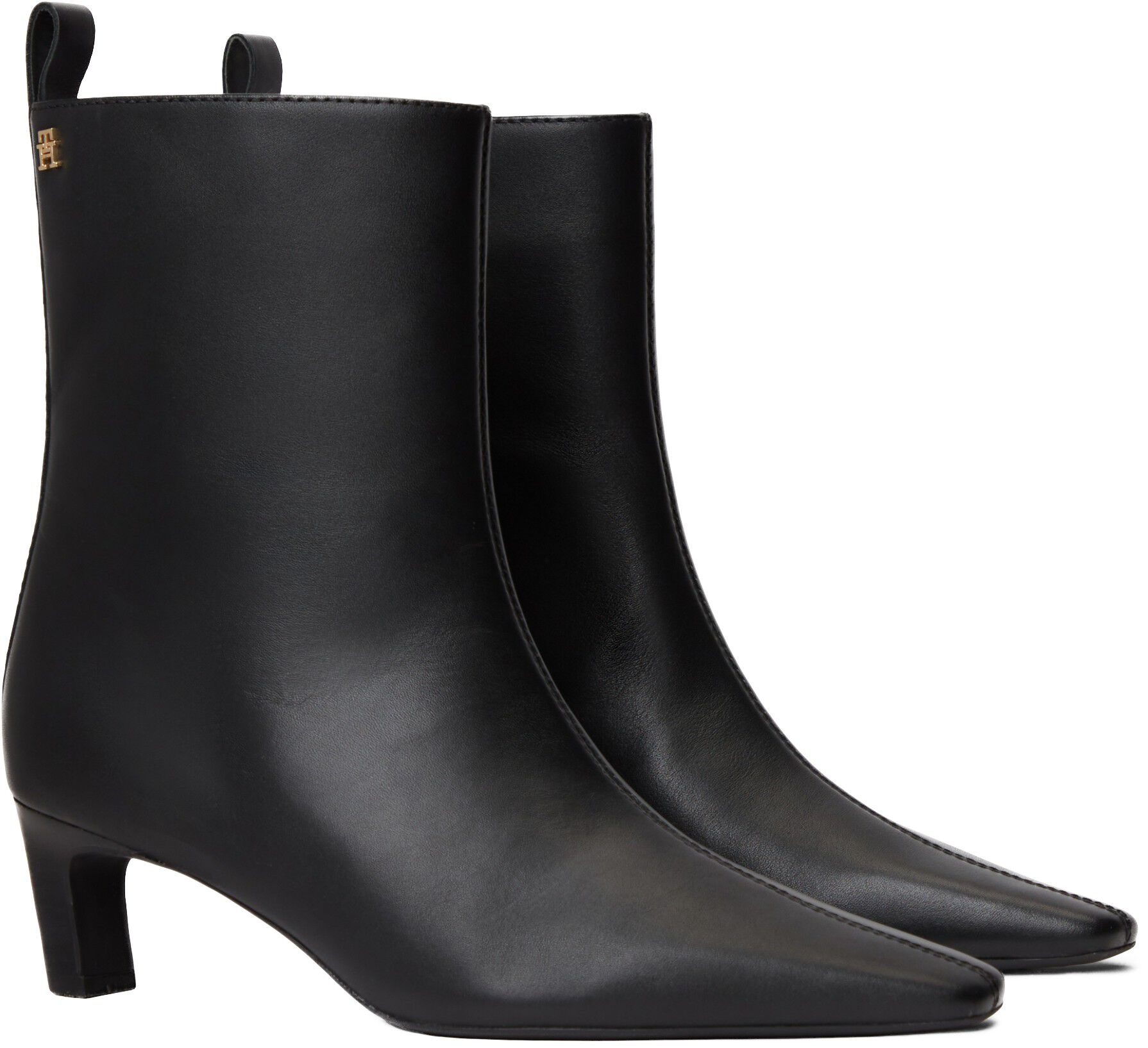 Kitten Heel Leather Ankle Boots