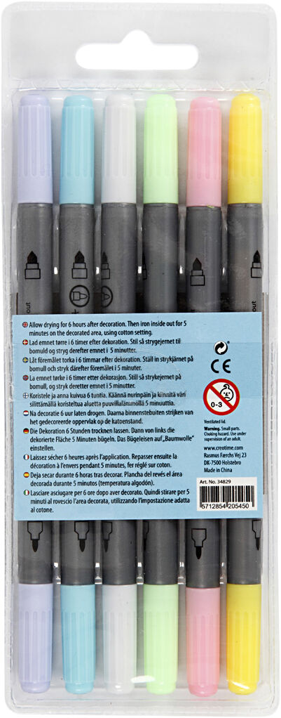 Tekstiltusch, streg 2,3+3,6 mm.