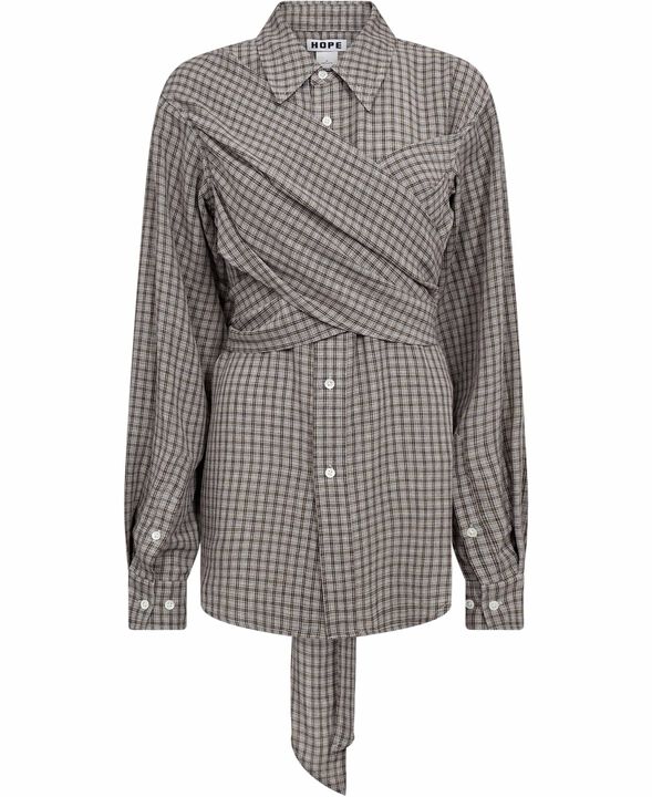 Twisty shirt Soft Grey Check-36