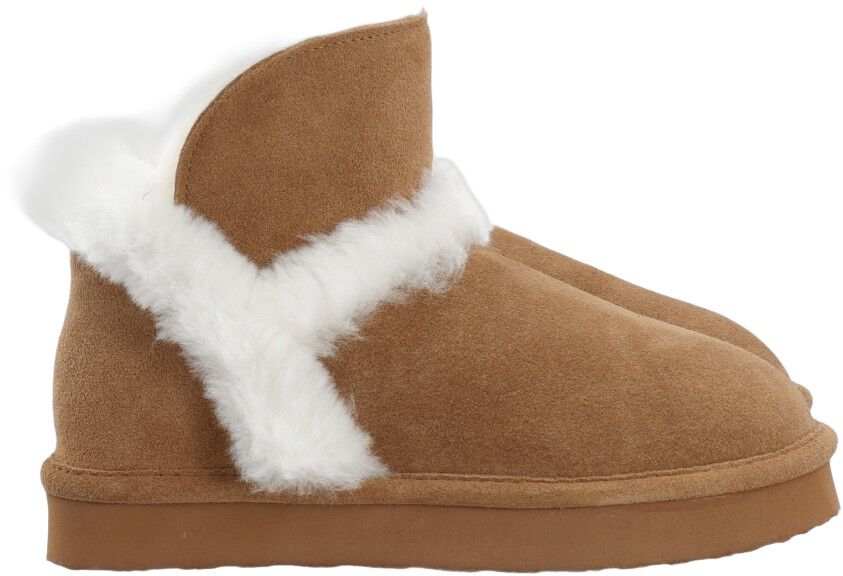 BIASNOW Flatform Fur Ankle Boot Suede