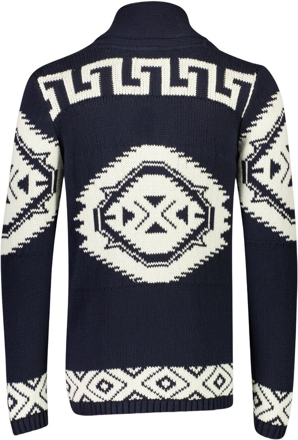 Shawl collar intarsia cardigan