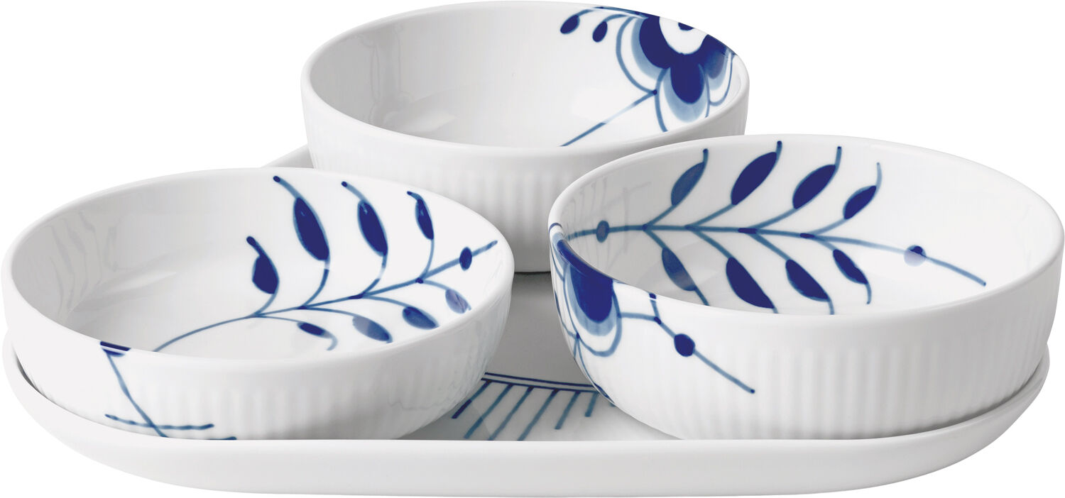 Bl&aring; Mega Riflet Serveringss&aelig;t 4 dele