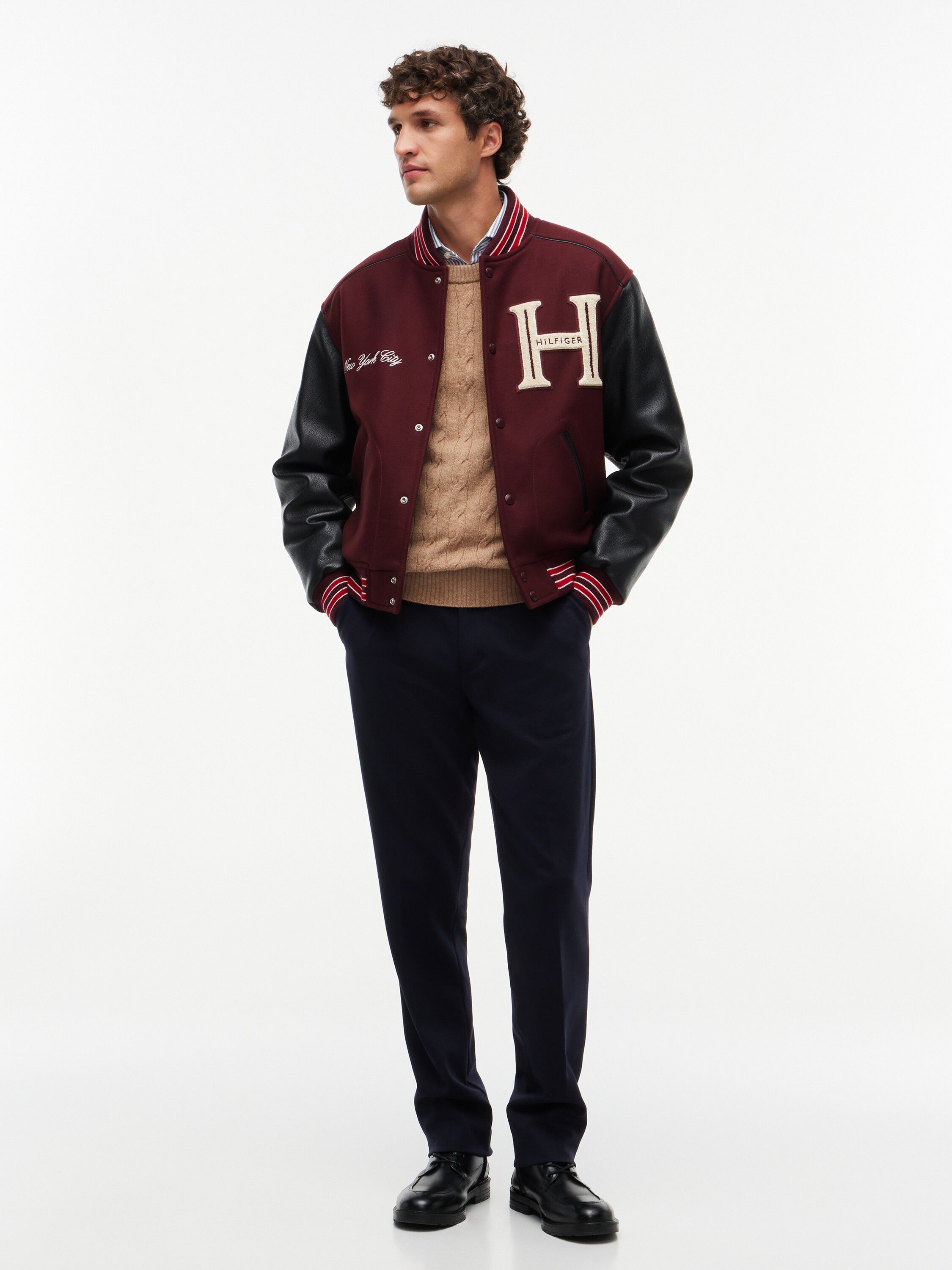 Wool Blend Varsity Jacket With Cashmere