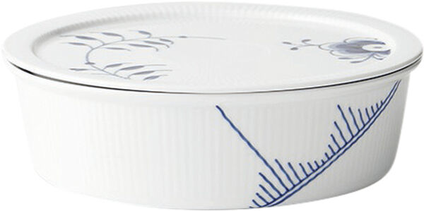 Blå Mega Riflet 145 cl. skål med låg