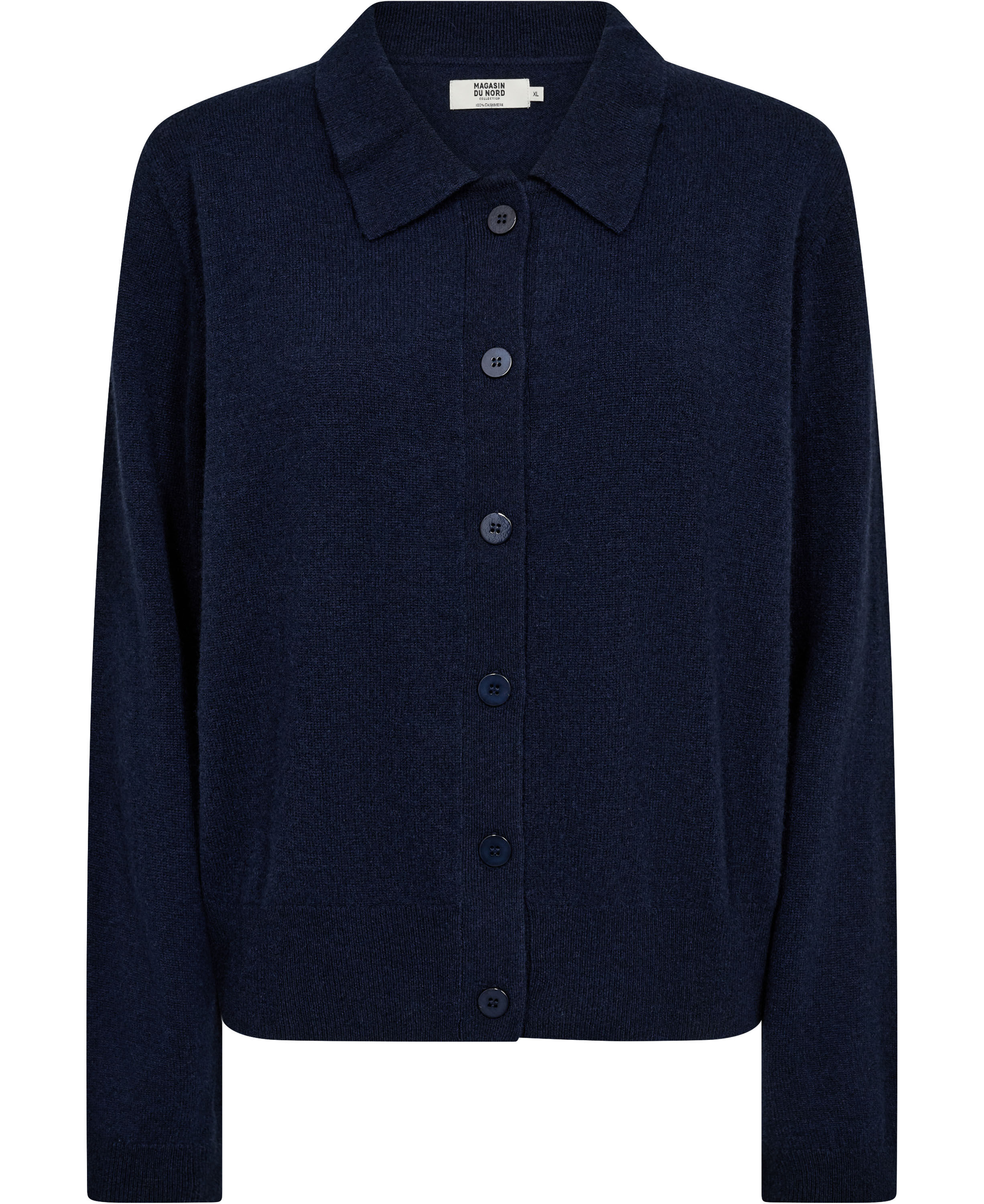 Mabel 15 Lang&aelig;rmede polo strikcardigan - 100% Cashmere