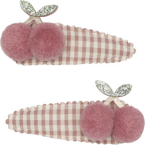 Mimi & Lula - 2 hårspænder - Gingham Cherry Tulip