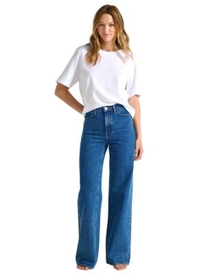 High waist jeans in cotton denim wi