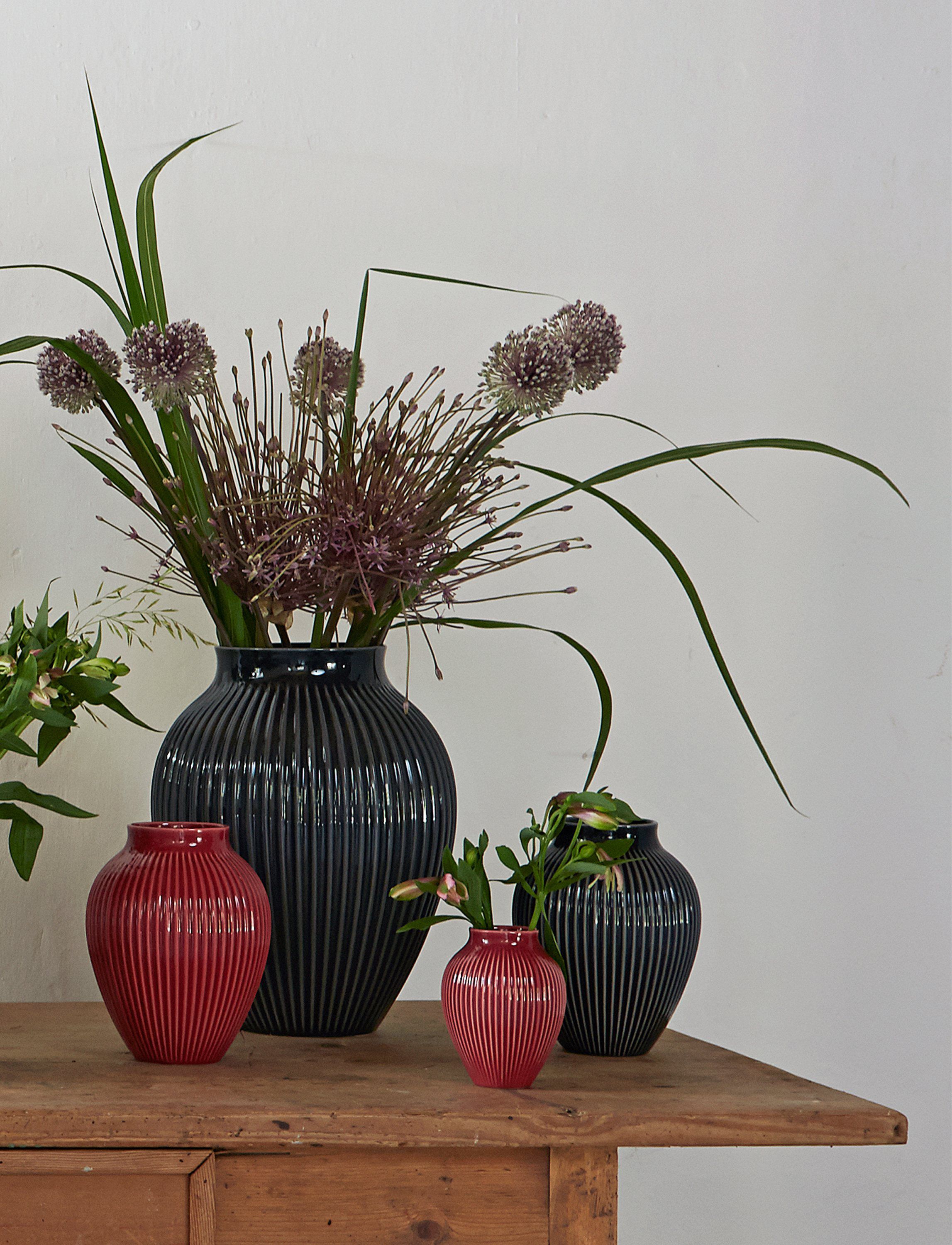 Knabstrup vase H 36.5 cm ripple black