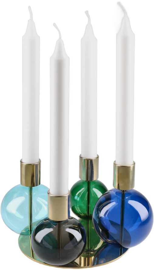 Bubble 4-armet lysestage Ø17. 5 cm blå/grøn