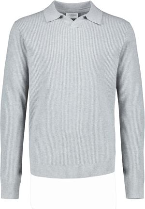 Ribbed L/S v-neck polo