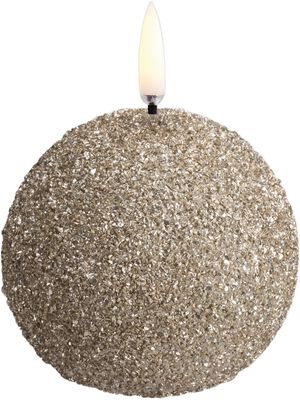 LED round candle, Champagne, Glitter, 7x7 cm