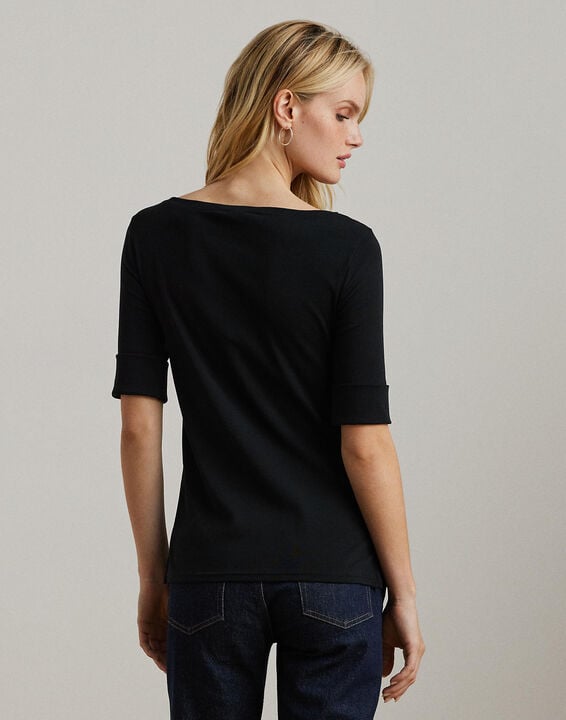Stretch Cotton Boatneck Tee