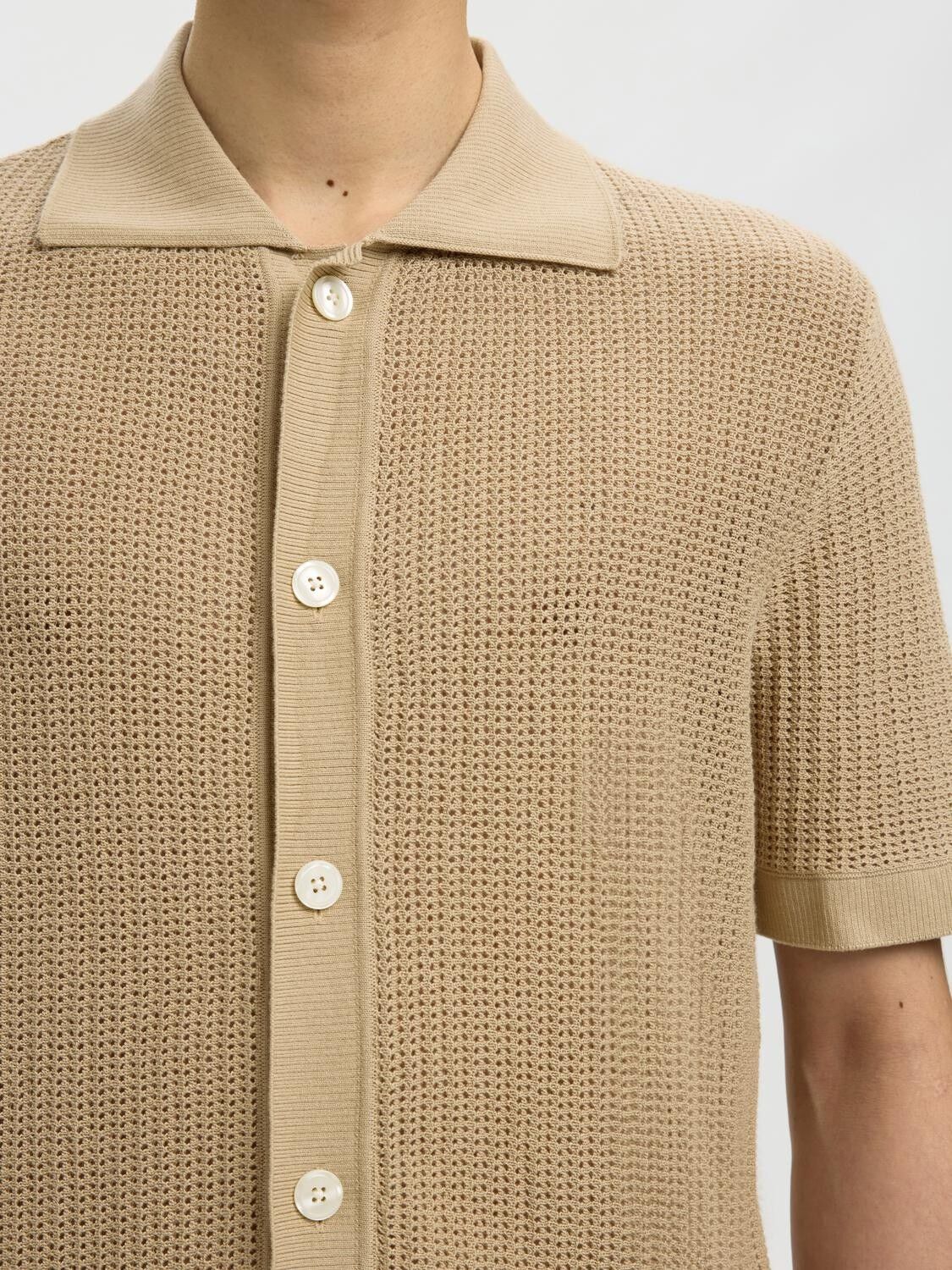 Slhshane Ss Open Struc Polo Cardigan