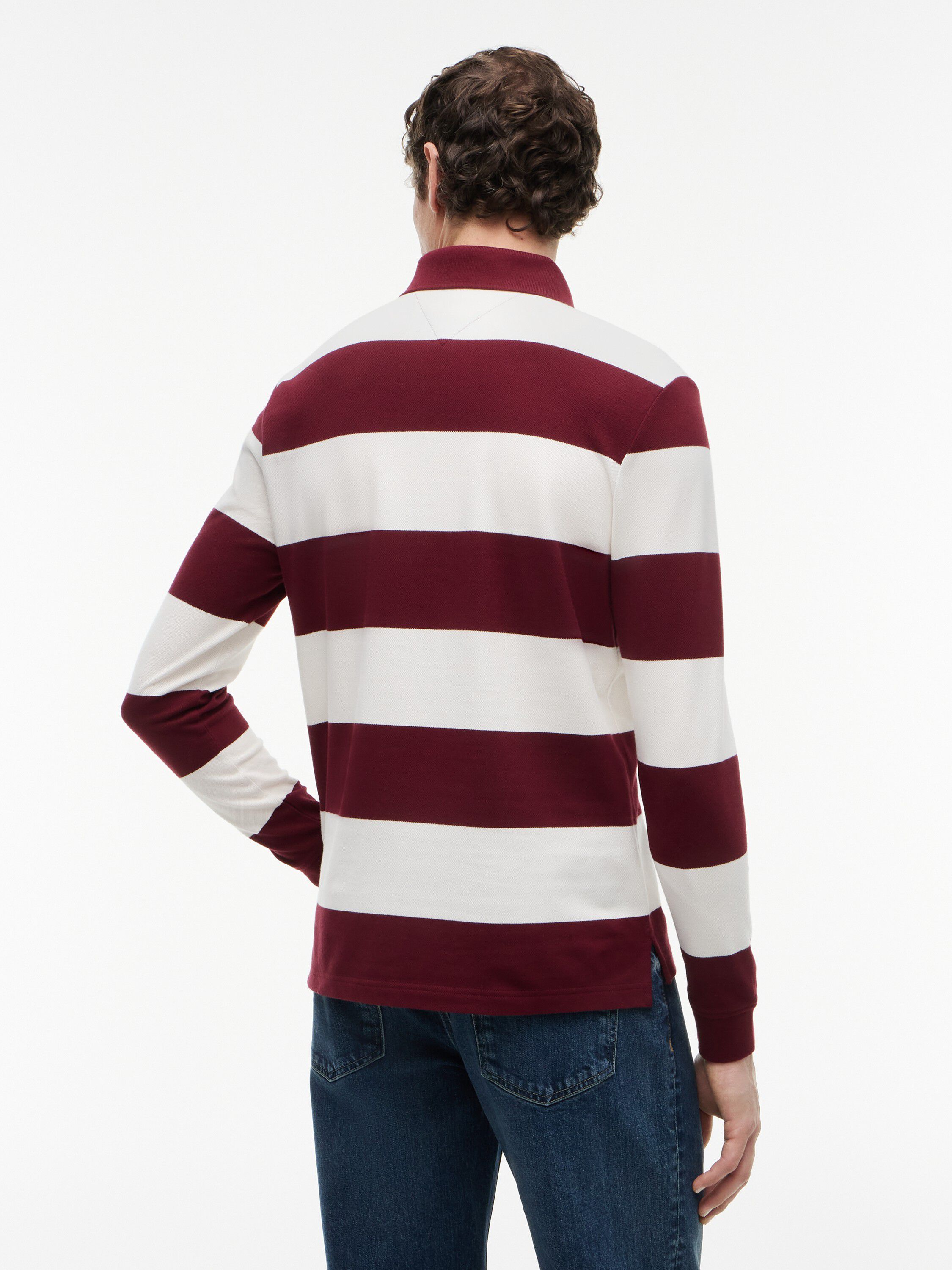 Rugby Stripe Long Sleeve Polo Shirt