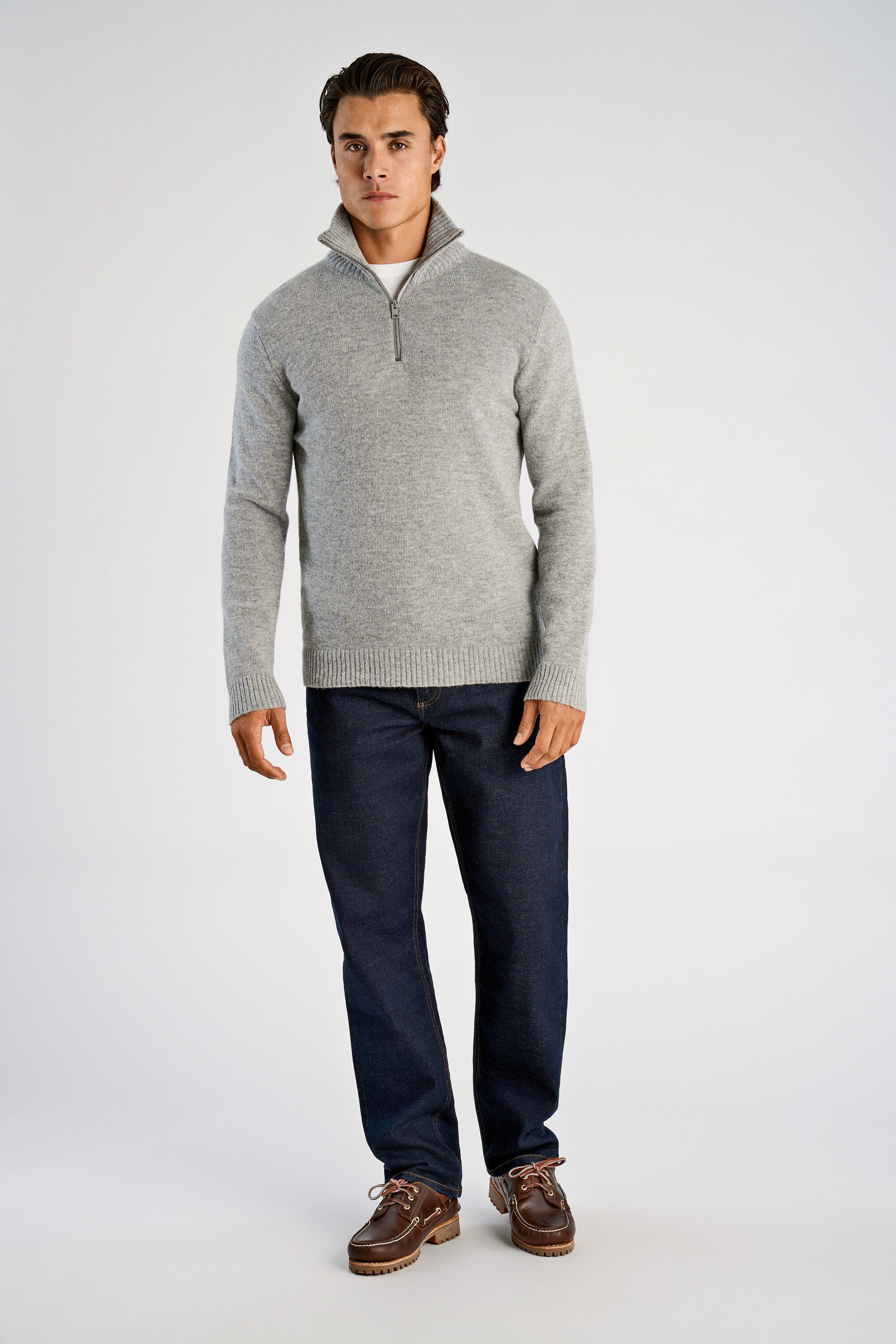 Lambswool half zip knit