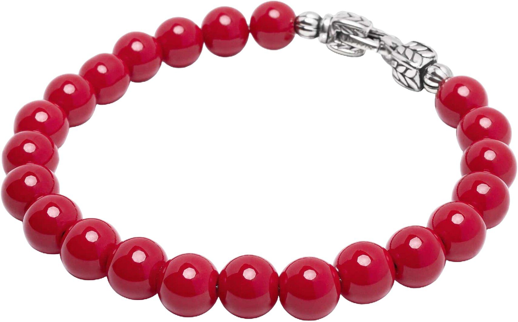 Red Jade Healing Bracelet with Silver Lock