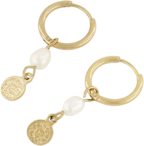 Earrings pearl and coin