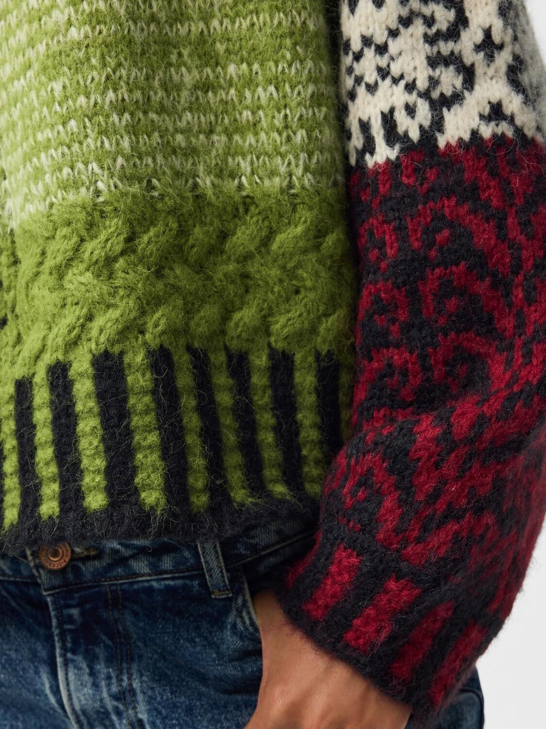 Pcfusion Ls O-Neck Colorblock Knit Bc