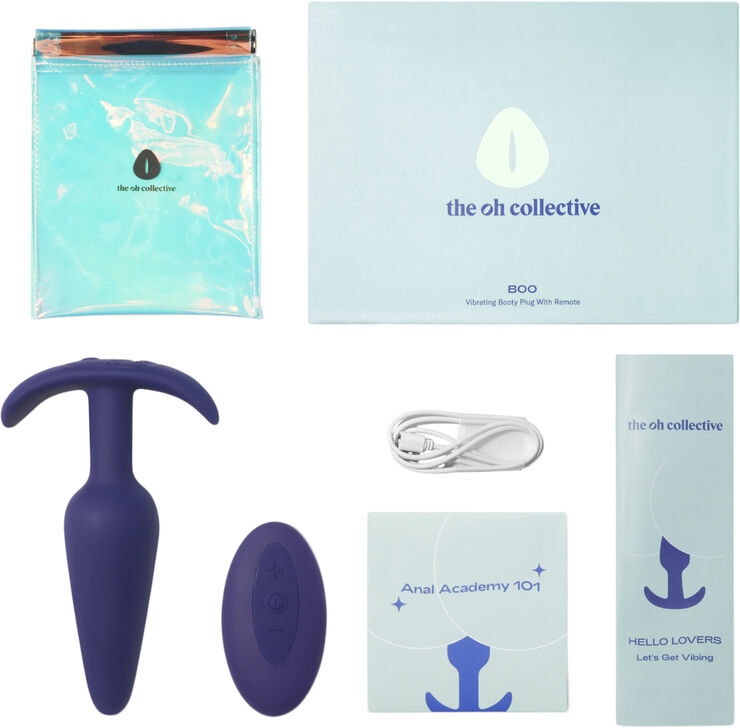 Boo Vibrerende buttplug med fjernebetjening - Dark Plum