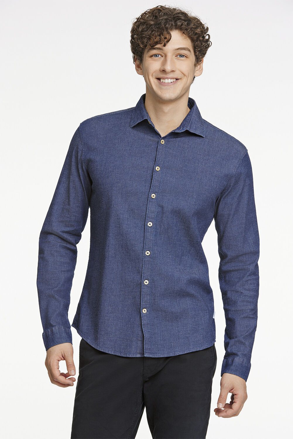 Soft indigo stretch shirt L/S