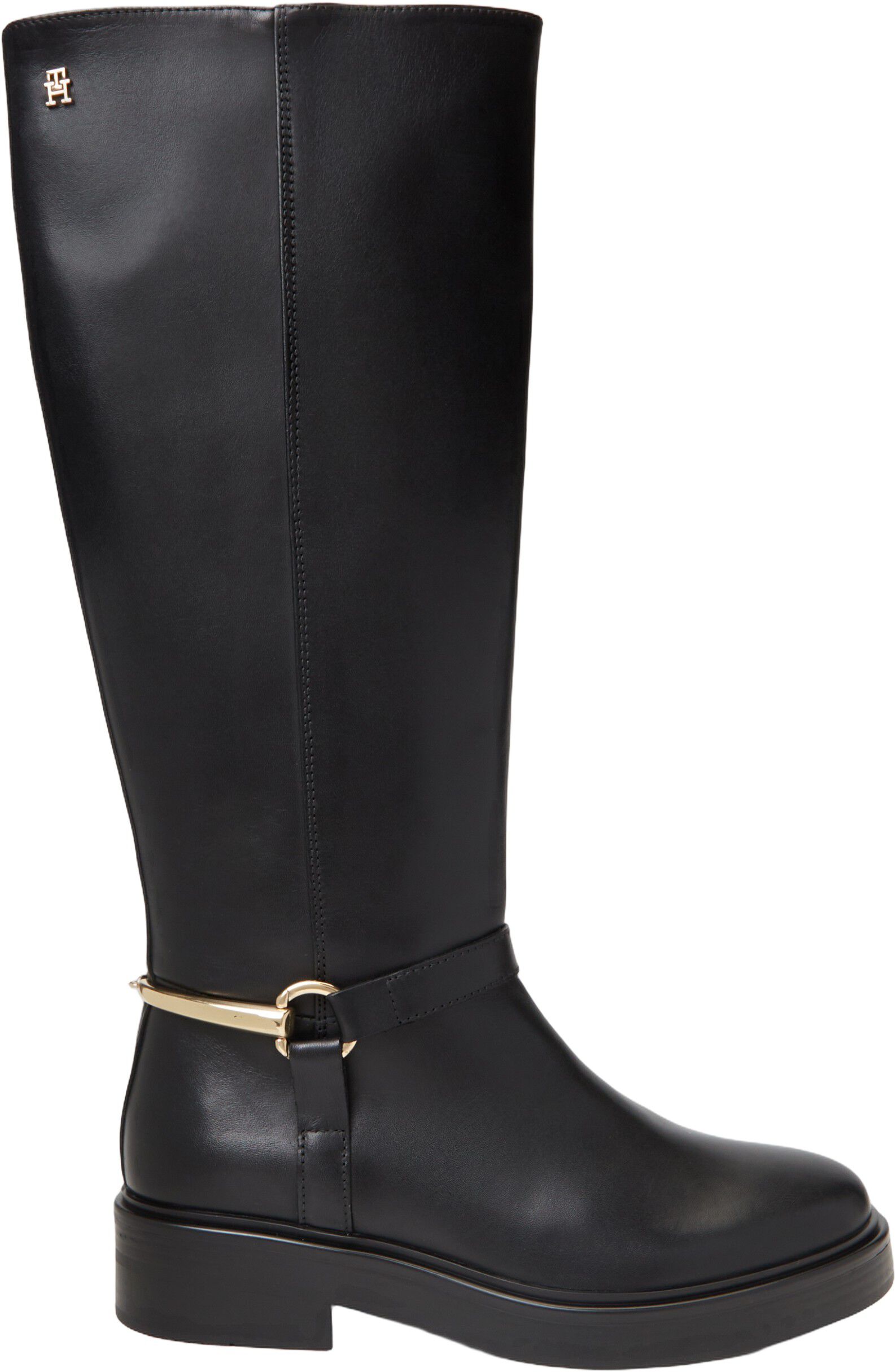 Gold-Tone Hardware Leather Riding Boots