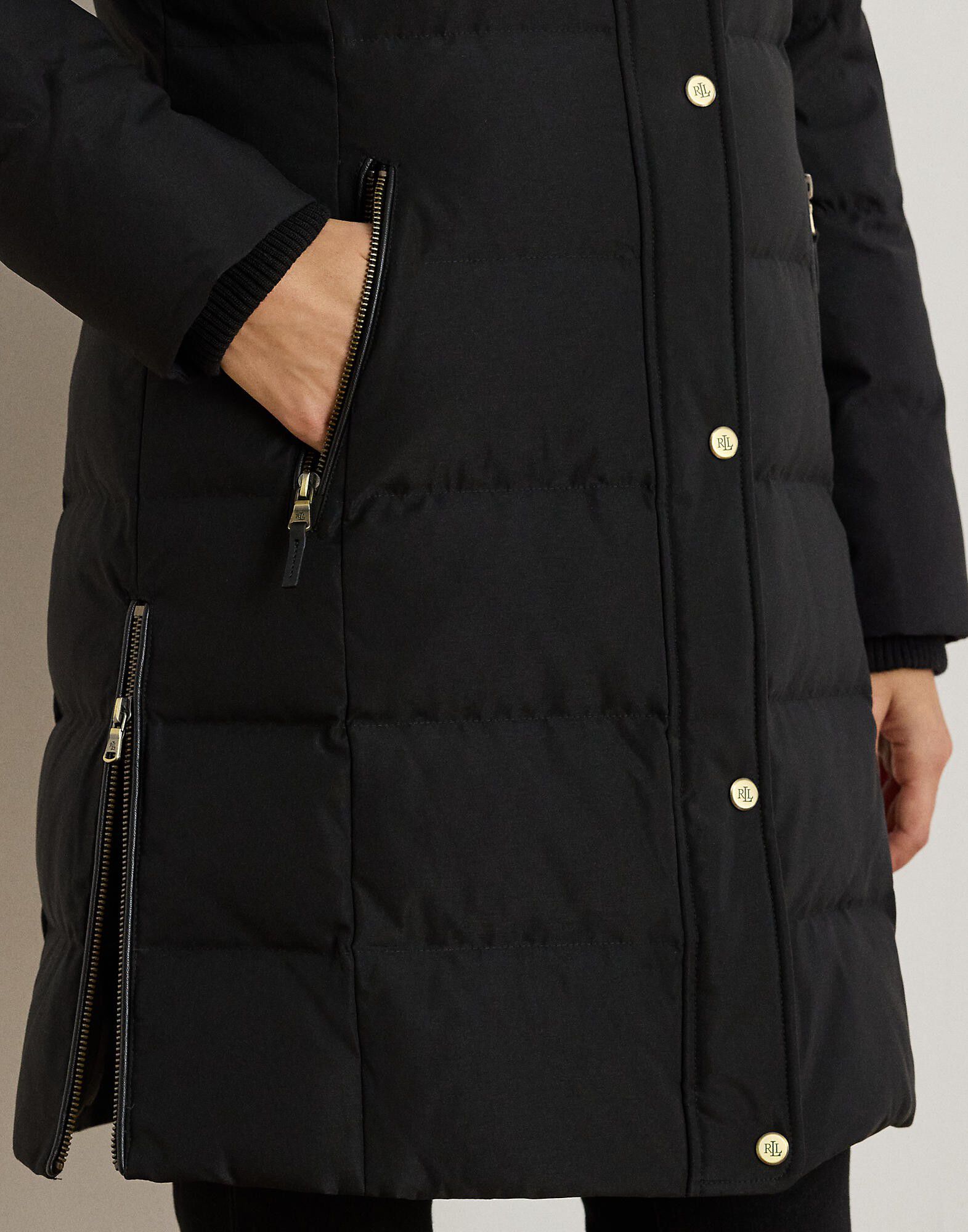 Faux-Fur-Trim Hooded Down Coat