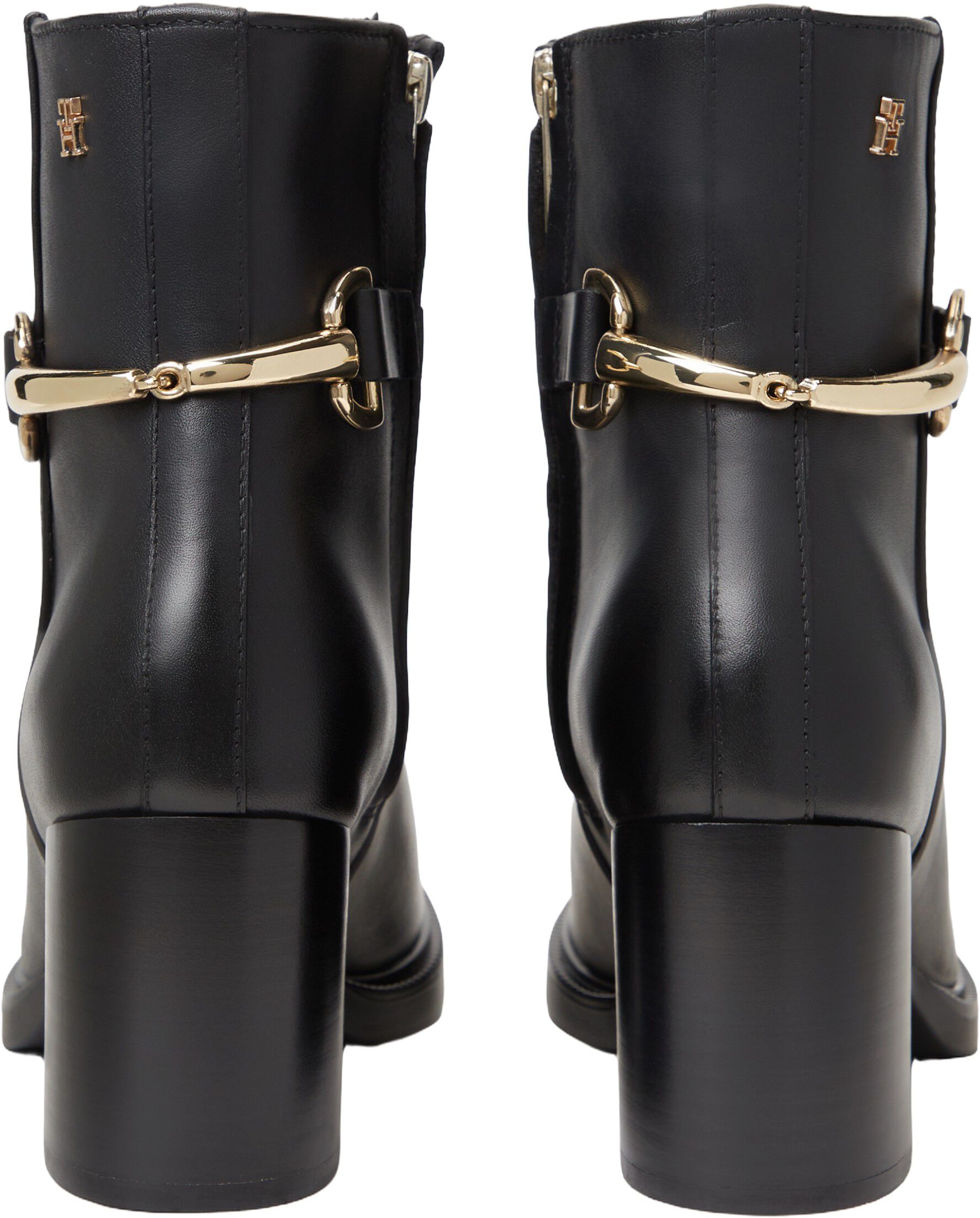 Block Heel Leather Riding Ankle Boots