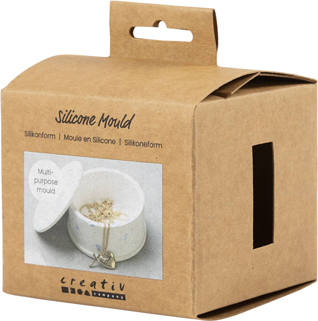 Silikoneform, Krukke med l&aring;g, H: 4,5 cm, diam. 7,5 cm,