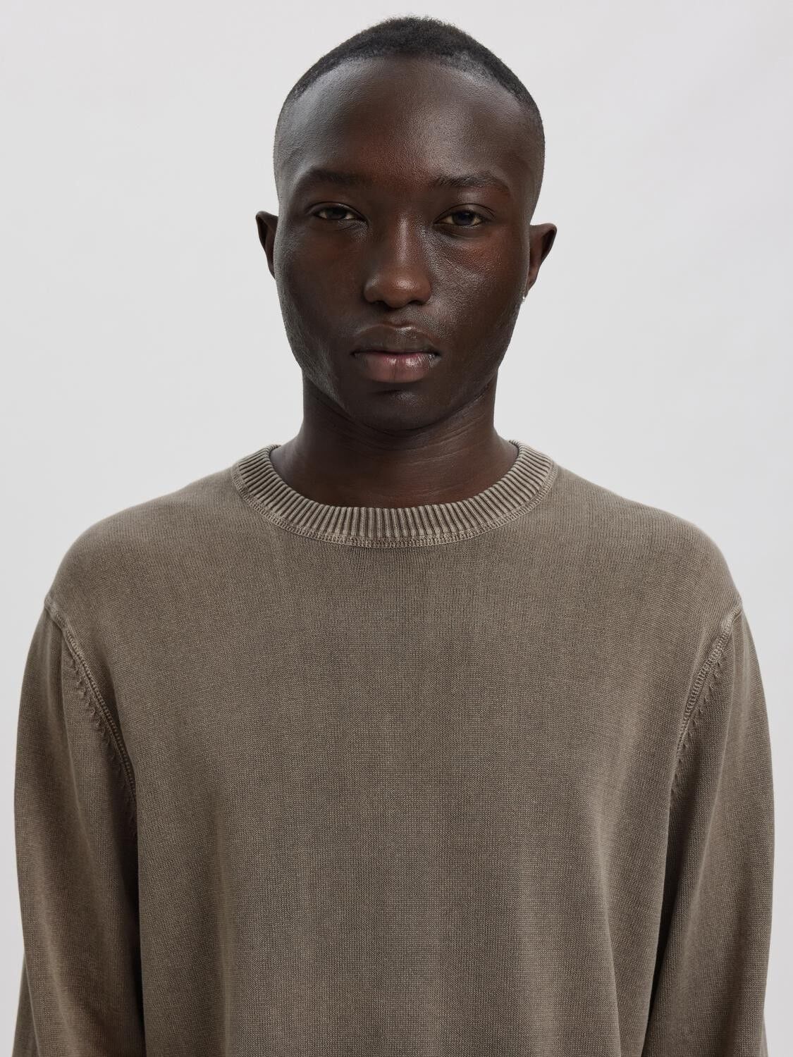 ANRRAGI WASHED LS KNIT CREW NECK