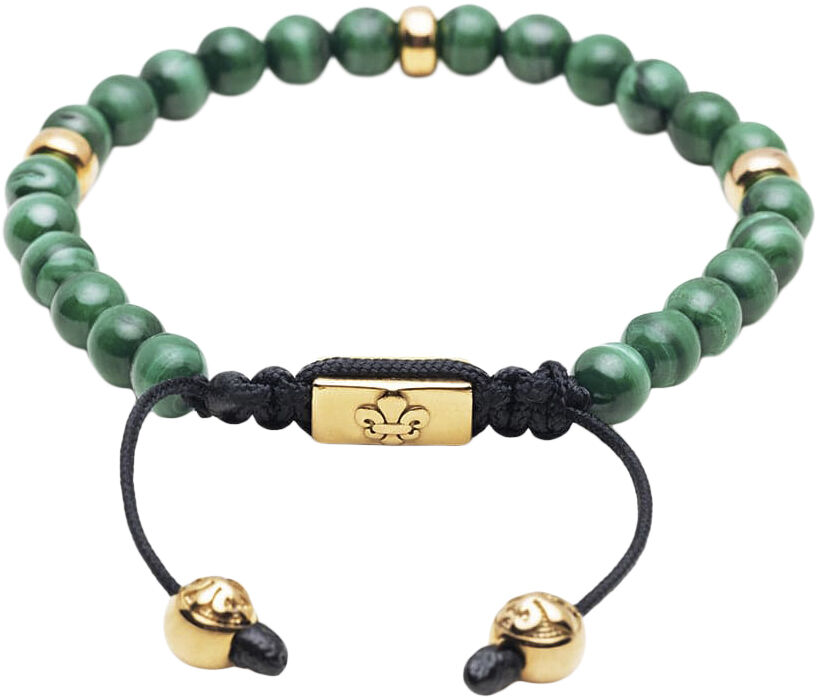 Men's Beaded Bracelet with Malachite and Gold Plating