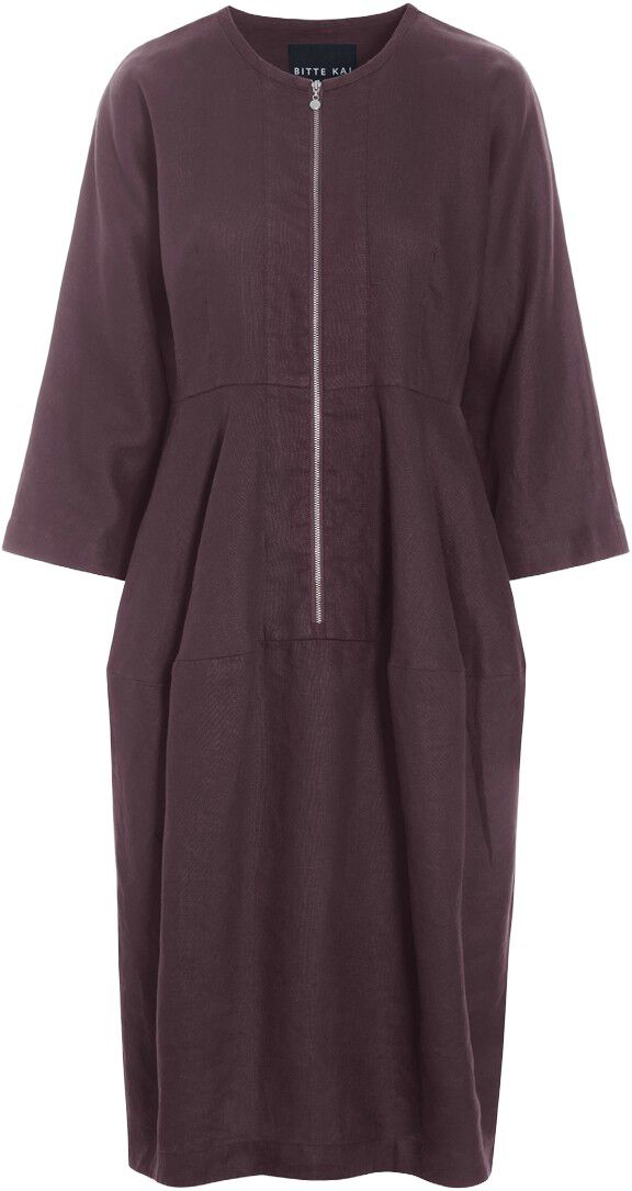 Lazy linen kjole med lynl&aring;s