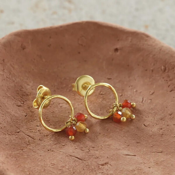 Genuine Carnelian Citrine Earrings GP