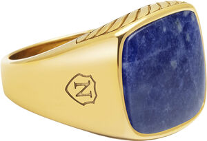 Gentlemen's Gold Signet Ring with Blue Dumortierite