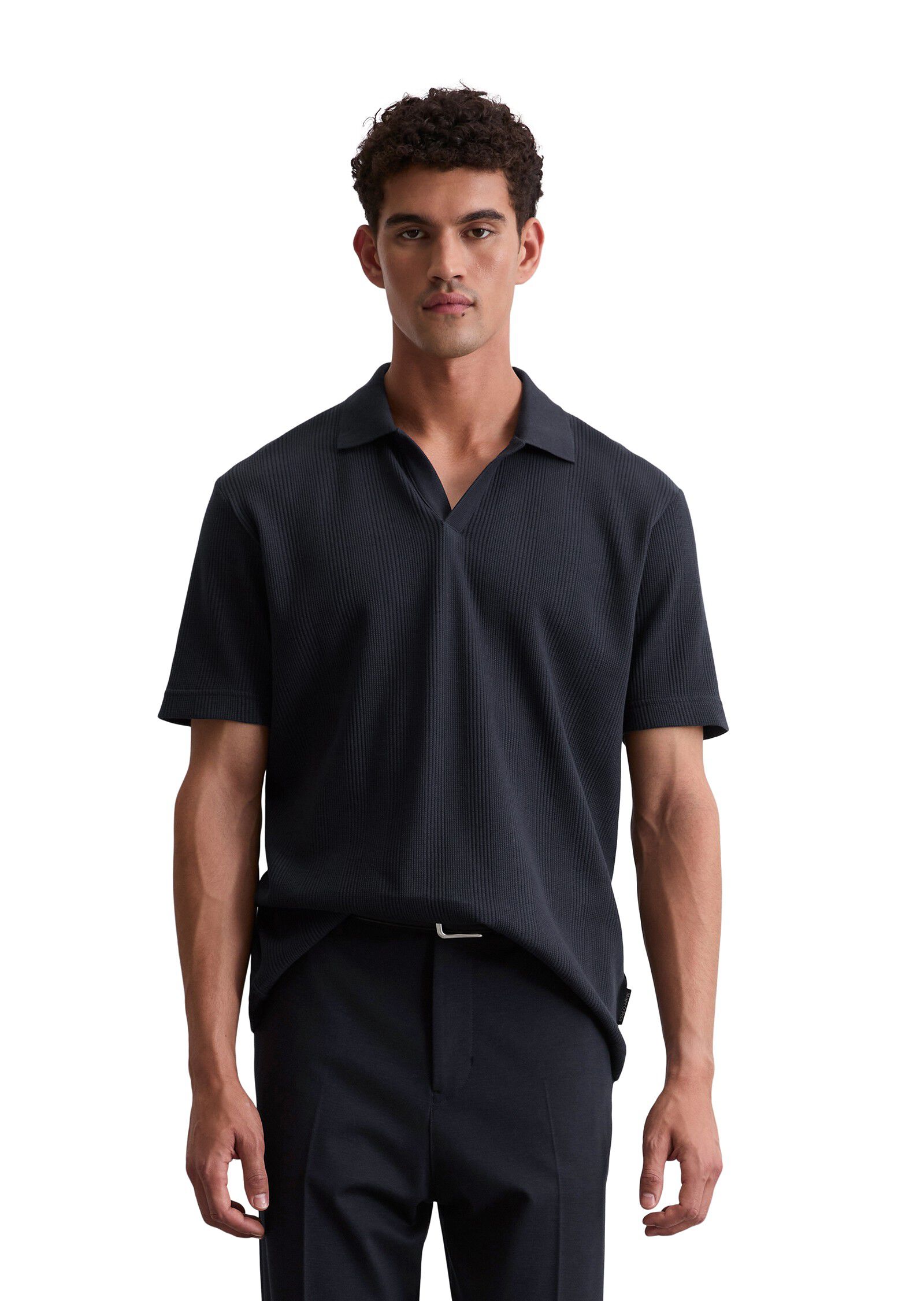 Polo shirt, short sleeve, ribbed co