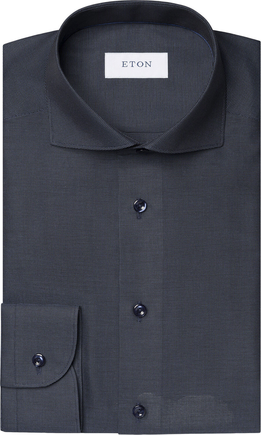 Contemporary Fit Navy Blue Semi Solid Signature Dobby Shirt