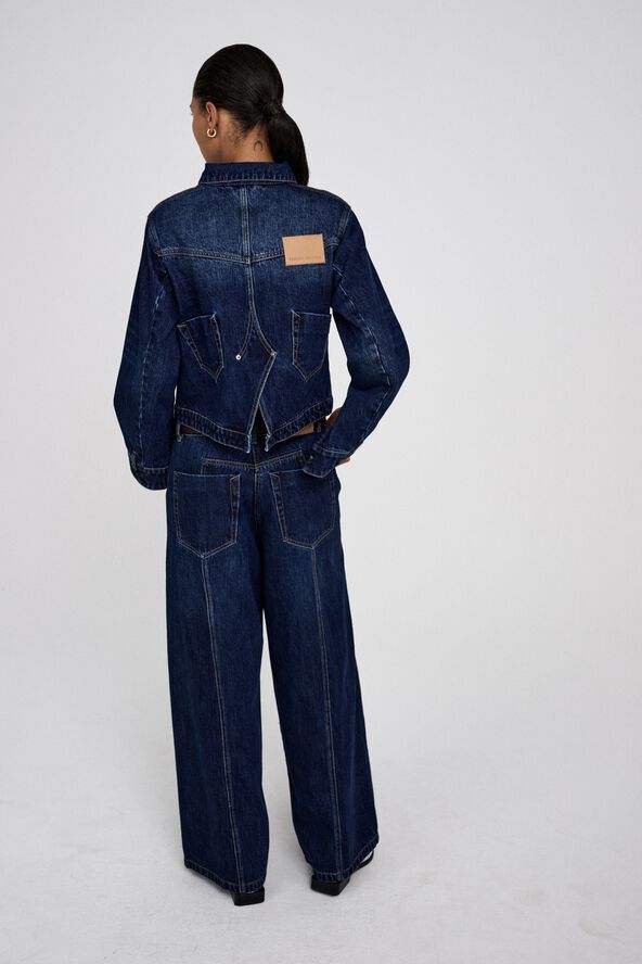 Patchwork denim wide leg pants - La